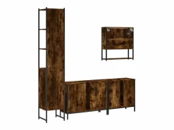 Online Set de muebles baño 4 pzas madera contrachapada roble ahumado Estantería Sobre Inodoro