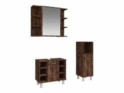 Best vidaxl Set de muebles baño 3 pzas madera contrachapada roble ahumado Marru00f3n