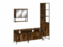 vidaxl Set de muebles baño 4 pzas madera contrachapada roble ahumado