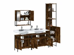 vidaxl Set de muebles baño 4 pzas madera contrachapada roble ahumado
