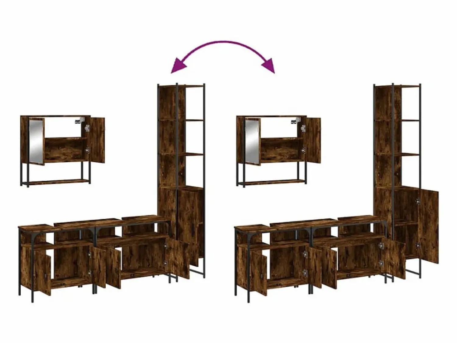 vidaxl Set de muebles baño 4 pzas madera contrachapada roble ahumado