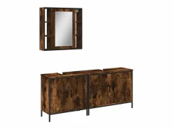 Best vidaxl Set de muebles baño 3 pzas madera contrachapada roble ahumado Marru00f3n