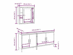 Best vidaxl Set de muebles baño 3 pzas madera contrachapada roble ahumado Marru00f3n