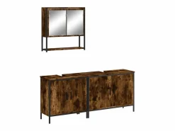 vidaxl Set de muebles baño 3 pzas madera contrachapada roble ahumado Marru00f3n
