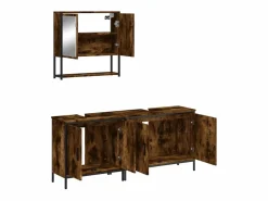vidaxl Set de muebles baño 3 pzas madera contrachapada roble ahumado Marru00f3n
