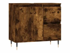 Discount Set de muebles baño 3 pzas madera contrachapada roble ahumado Estantería Sobre Inodoro