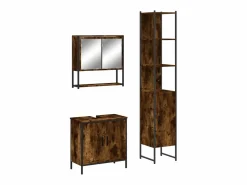 Outlet Set de muebles baño 3 pzas madera contrachapada roble ahumado Estantería Sobre Inodoro