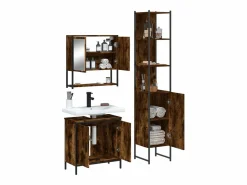 Outlet Set de muebles baño 3 pzas madera contrachapada roble ahumado Estantería Sobre Inodoro