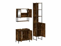 Outlet Set de muebles baño 3 pzas madera contrachapada roble ahumado Estantería Sobre Inodoro
