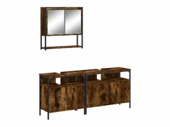 Hot vidaxl Set de muebles baño 3 pzas madera contrachapada roble ahumado Marru00f3n