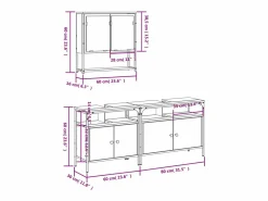 Hot vidaxl Set de muebles baño 3 pzas madera contrachapada roble ahumado Marru00f3n