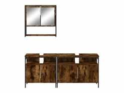 Hot vidaxl Set de muebles baño 3 pzas madera contrachapada roble ahumado Marru00f3n