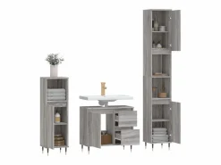 vidaxl Set de muebles de baño 3 pzas madera contrachapada sonoma Gris