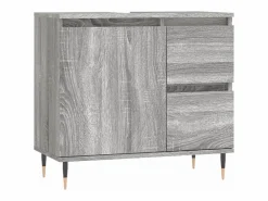 vidaxl Set de muebles de baño 3 pzas madera contrachapada sonoma Gris