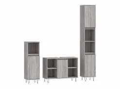 Sale vidaxl Set de muebles de baño 3 pzas madera contrachapada sonoma Gris