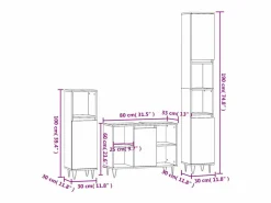 Sale vidaxl Set de muebles de baño 3 pzas madera contrachapada sonoma Gris