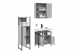 Outlet Set de muebles de baño 3 pzas madera contrachapada sonoma Estantería Sobre Inodoro
