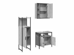 Outlet Set de muebles de baño 3 pzas madera contrachapada sonoma Estantería Sobre Inodoro