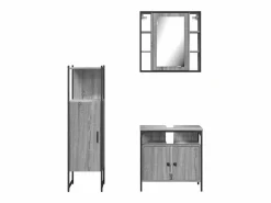 Outlet Set de muebles de baño 3 pzas madera contrachapada sonoma Estantería Sobre Inodoro
