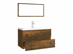Hot Set de muebles de baño madera contrachapada color roble ahumado Estantería Sobre Inodoro