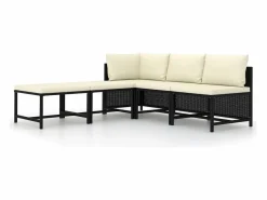 vidaxl Set de sofás de jardín 5 pzas y cojines ratán sintético