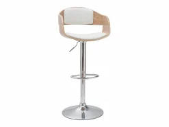 Set de 2 taburetes de cocina ajustables de poliuretano y madera clara EUSTACHE Muebles De Bar|Taburete Alto