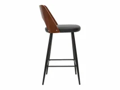 Best Set de 2 taburetes de cocina de diseño negro y nogal 66,5 cm FALCOM Muebles De Bar|Taburete Alto