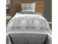 Online Soleil d'ocre Set funda nórdica de algodón 57 hilos 140x200 cm San Valentín Gris