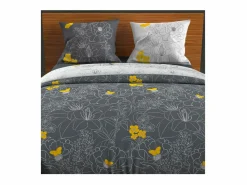 Clearance Soleil d'ocre Set Funda nórdica 240X220 cm LISA Antracita 57 hilos/cm2 Gris antracita