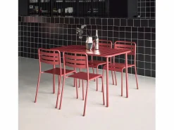 Clearance Sweeek Set mesa de jardín bistró de acero con 4 sillas, 120cm tierra de siena Granate