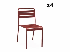 Clearance Sweeek Set mesa de jardín bistró de acero con 4 sillas, 120cm tierra de siena Granate