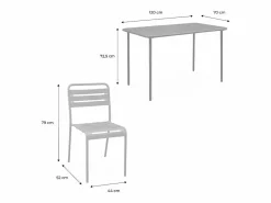 Clearance Sweeek Set mesa de jardín bistró de acero con 4 sillas, 120cm tierra de siena Granate