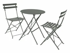 Clearance Sweeek Set mesa de jardín bistró plegable de acero con 2 sillas, ø60cm verde Caqui