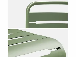 Clearance Sweeek Set mesa de jardín bistró plegable de acero con 2 sillones y 4 sillas, Verde
