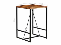 Sale Set muebles bar 3 pzas madera reciclada cuero cabra auténtico Mesa Alta