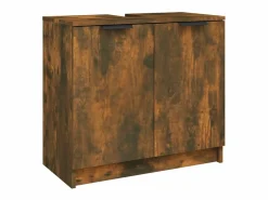 Best vidaxl Set muebles de baño 5 piezas madera contrachapada roble ahumado Marru00f3n