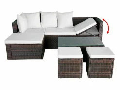 Clearance vidaxl Set muebles de jardín 4 piezas y cojines ratán sintético marrón Marru00f3n