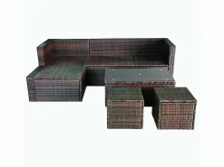 Clearance vidaxl Set muebles de jardín 4 piezas y cojines ratán sintético marrón Marru00f3n