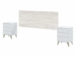 Set Muebles Dormitorio 150 cm (Cabecero + Mesitas + Cama + Cómoda)