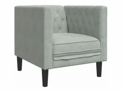 Clicnbuy Set sofás Chesterfield con cojines 3 pzas terciopelo claro