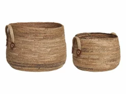 Les Tendances Set van 2 AOSTA opbergmanden – Natuurlijke jute met leren handvatten