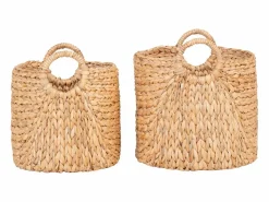 Les Tendances Set van 2 ronde decoratieve manden PASSO – Natuurlijke waterhyacint