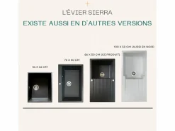 Essebagno Sierra Fregadero de 1 cubeta grande con escurridor de resina