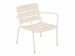 MYLIA Silla baja apilable de jardín + reposapiés - metal - - MIRMANDE de