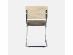 Clearance Sweeek Silla cantilever con respaldo efecto ratán, set de 2 pardo Caqui