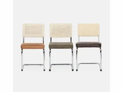 Clearance Sweeek Silla cantilever con respaldo efecto ratán, set de 2 pardo Caqui