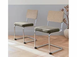 Clearance Sweeek Silla cantilever con respaldo efecto ratán, set de 2 pardo Caqui
