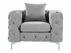 Hot Silla chesterfield de terciopelo antracita y pie de metal EDWINA Sillón