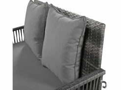 Merax Silla colgante de ratán PE 114 cm - 2 plazas - Cojín de asiento acolchado de 11 cm -