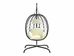 Online Silla colgante huevo acero ratán sintético cojín blanco ES637606 Sillón Colgante